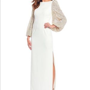 White Gown w/Sequins Sleeves